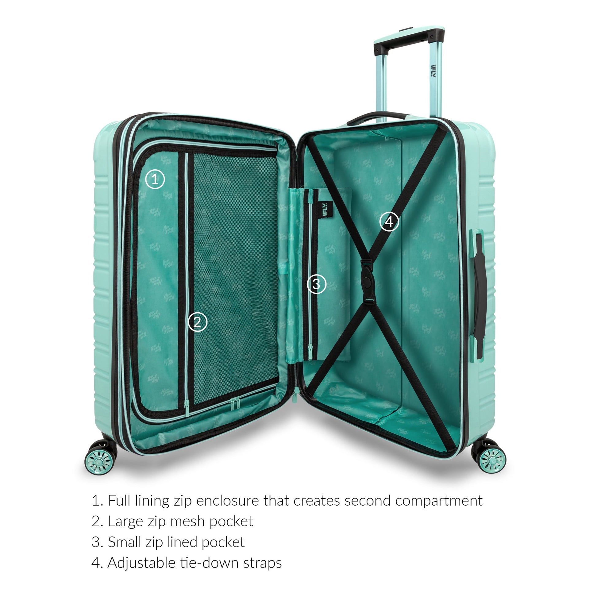 iFLY Hardside Fibertech Luggage 28" Checked Luggage, Mint Luggage