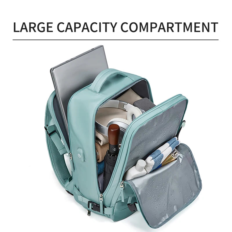 Women Laptop Backpack 15.6Inch Teenage Girl USB Charging School Backpack Independent Shoe Bag Travel Backpack Outdoor Backpack