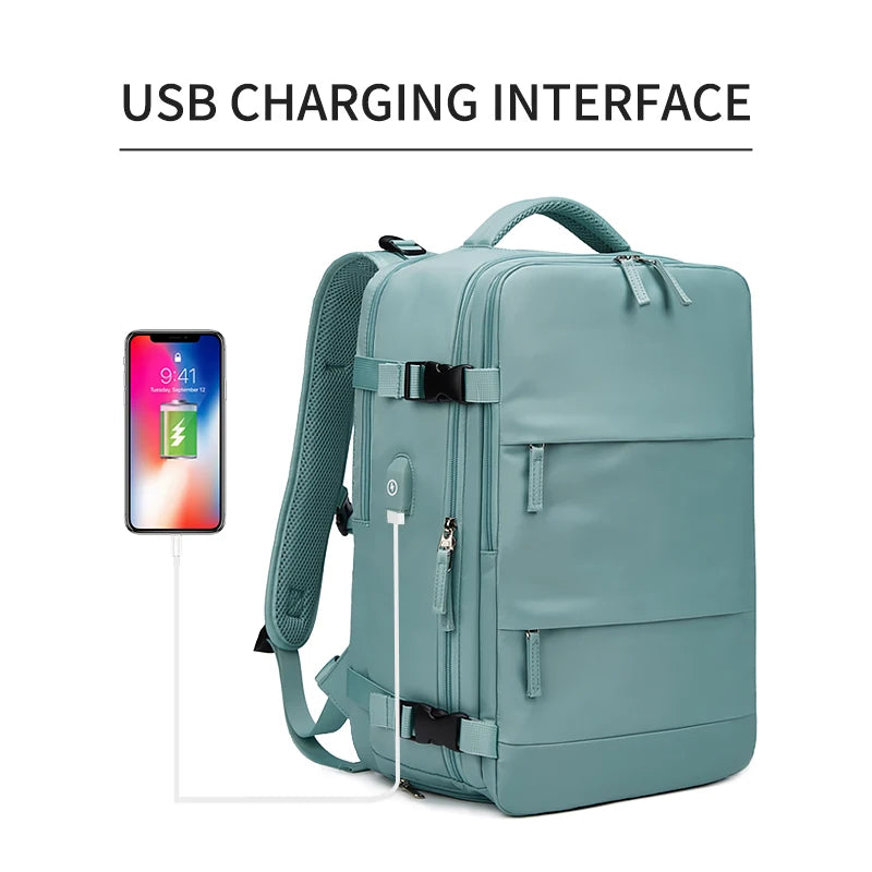 Women Laptop Backpack 15.6Inch Teenage Girl USB Charging School Backpack Independent Shoe Bag Travel Backpack Outdoor Backpack