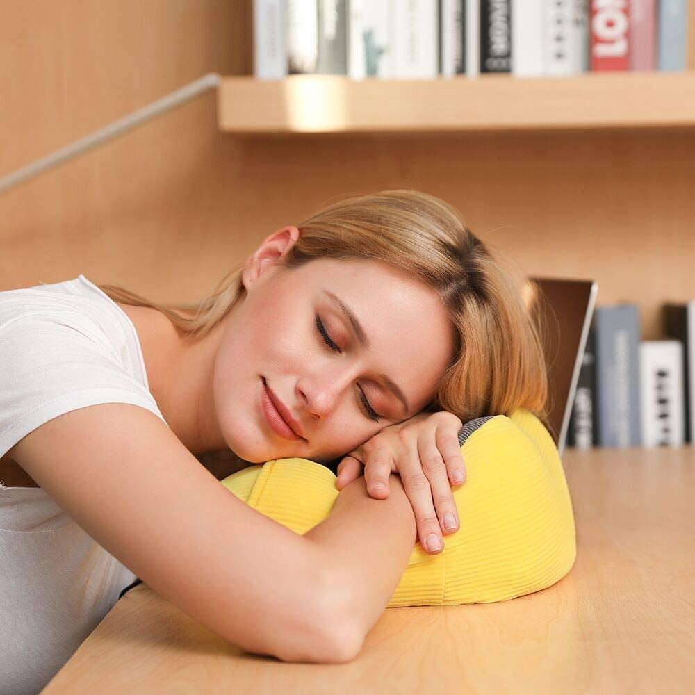 Travel Pillow Memory Foam with 360-Degree Head Support Comfortable Neck Pillow with Storage Bag Lightweight Traveling Pillow for Airplane, Car, Train, Bus and Home Use (Yellow)