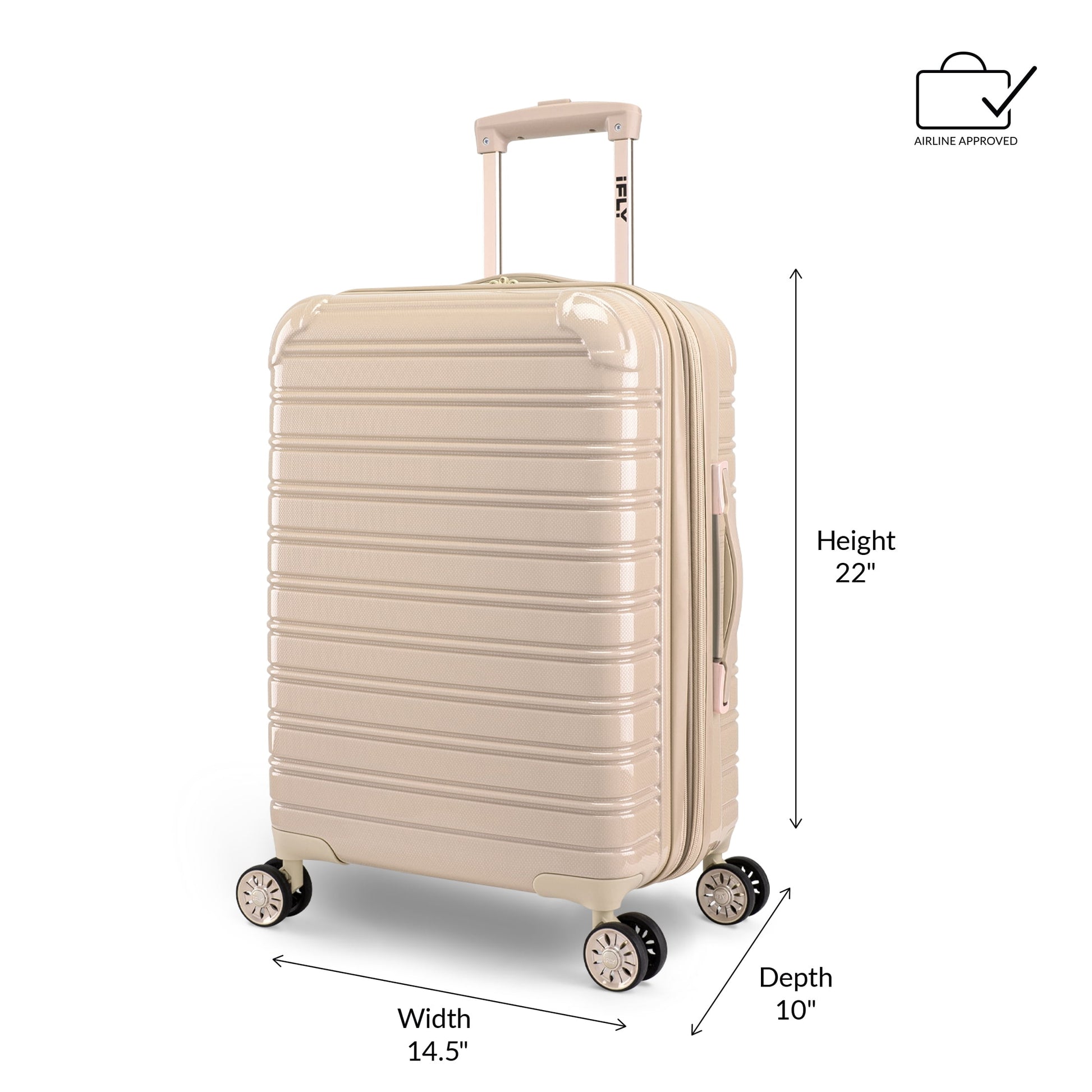 iFLY Hardside Fibertech Luggage 20" Carry-On Luggage, Champagne