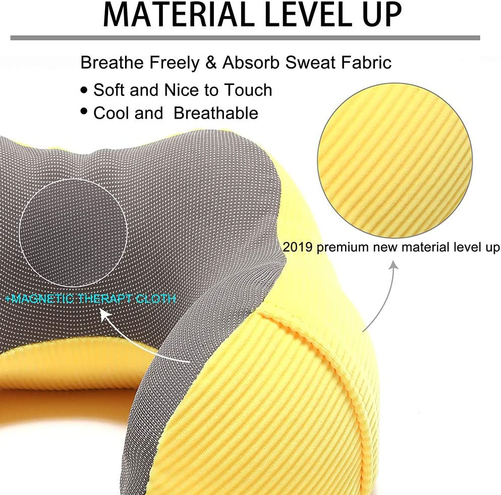 Travel Pillow Memory Foam with 360-Degree Head Support Comfortable Neck Pillow with Storage Bag Lightweight Traveling Pillow for Airplane, Car, Train, Bus and Home Use (Yellow)