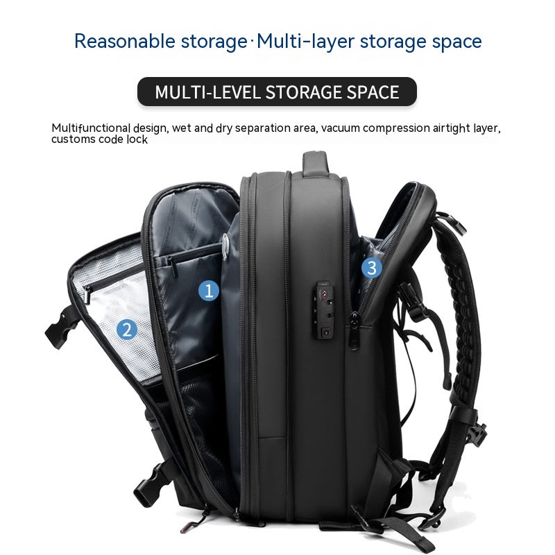 Travel Backpack Men's Business Multifunction Computer Bag Vacuum Compression Large-Capacity Backpack