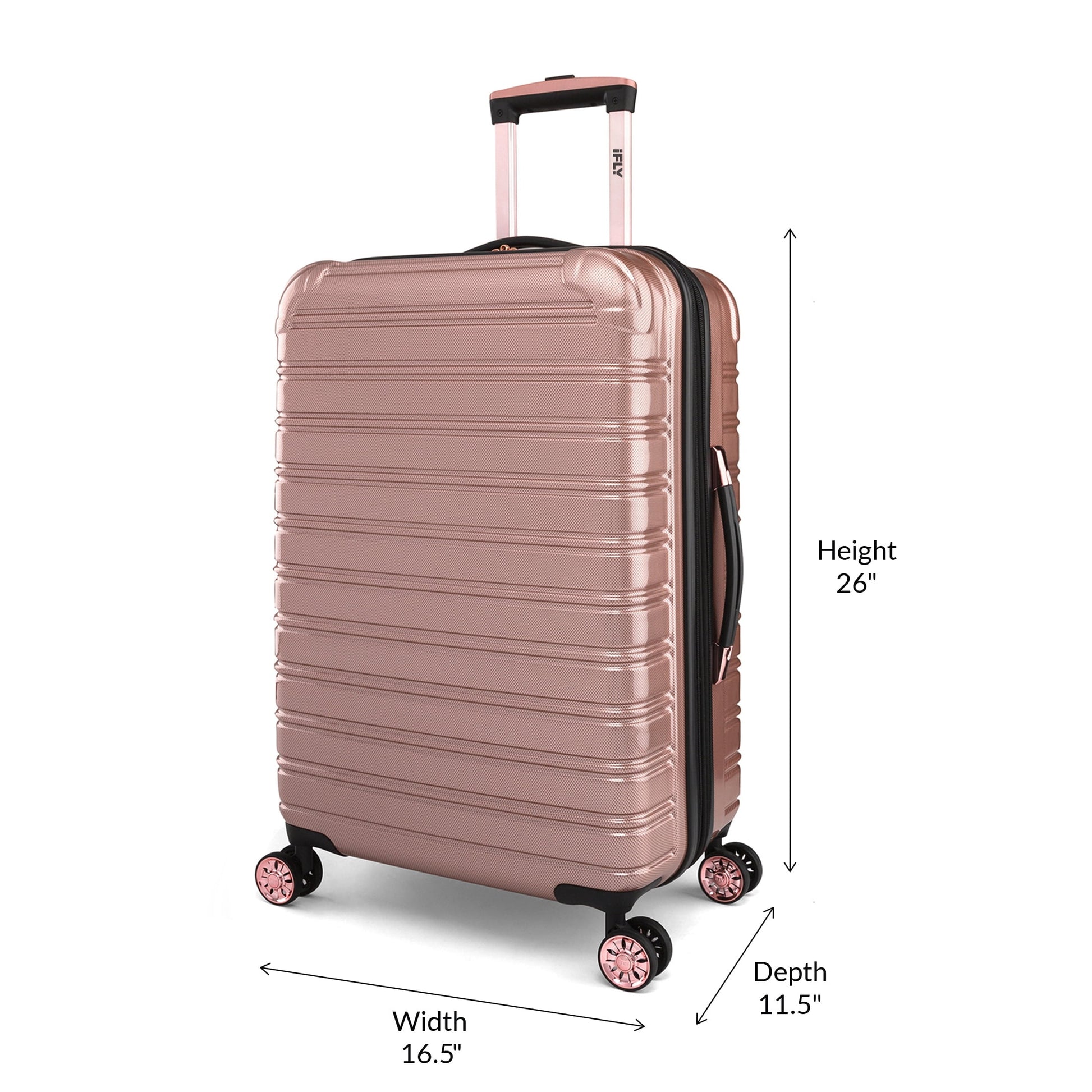 iFLY Hardside Fibertech Luggage 24" Checked Luggage, Rose Gold