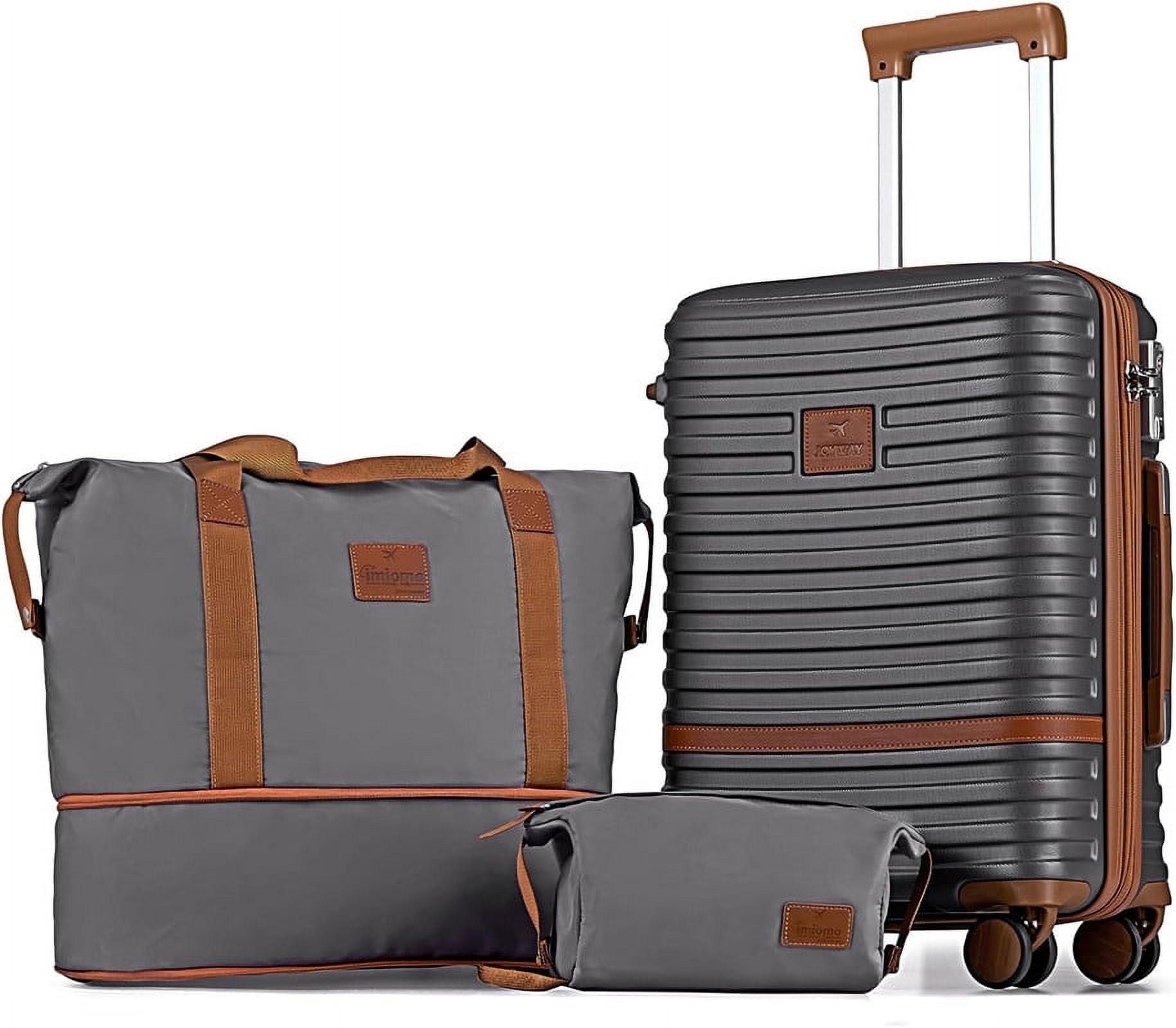 20" Expandable Carry-On Luggage with Spinner Wheels，Hardside 3PCS Set with TSA Lock