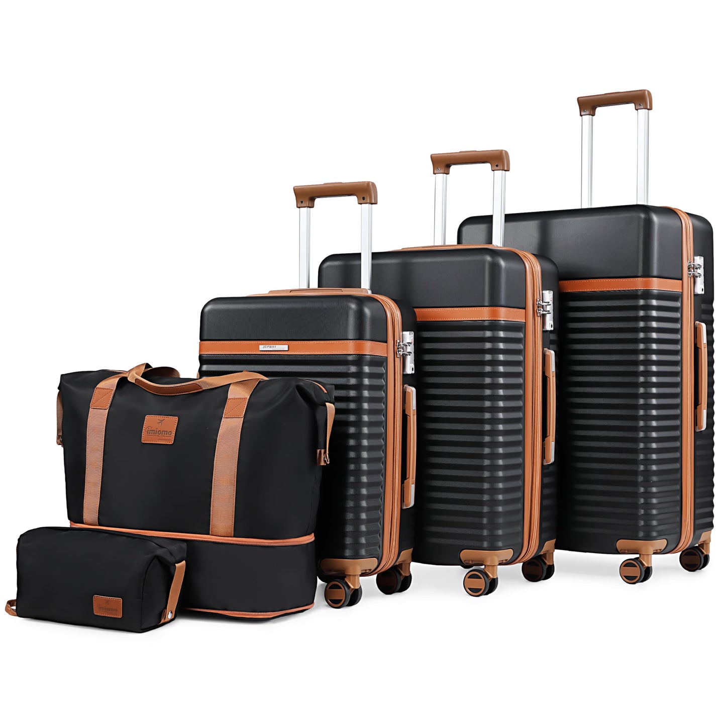 - 5 Luggage Sets ABS Hardside Spinner Luggage -(Expandable Suitcase20"24")28-In Checked Luggage-Black