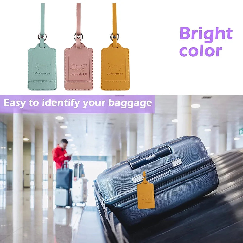 3Pcs Luggage Tags, PU Leather Luggage Tags Privacy Protection Travel Bag Labels Suitcase Tags