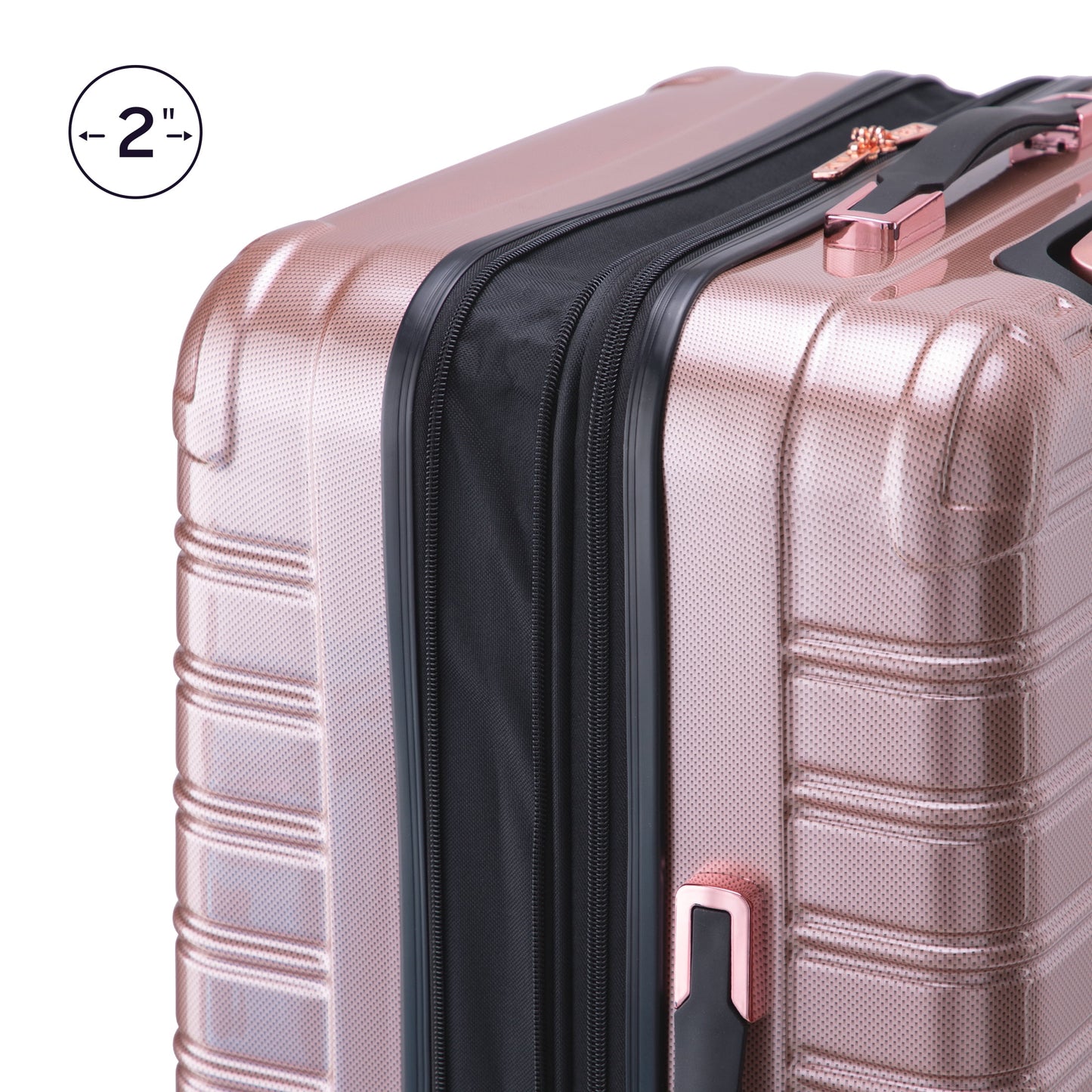 iFLY Hardside Fibertech Luggage 24" Checked Luggage, Rose Gold