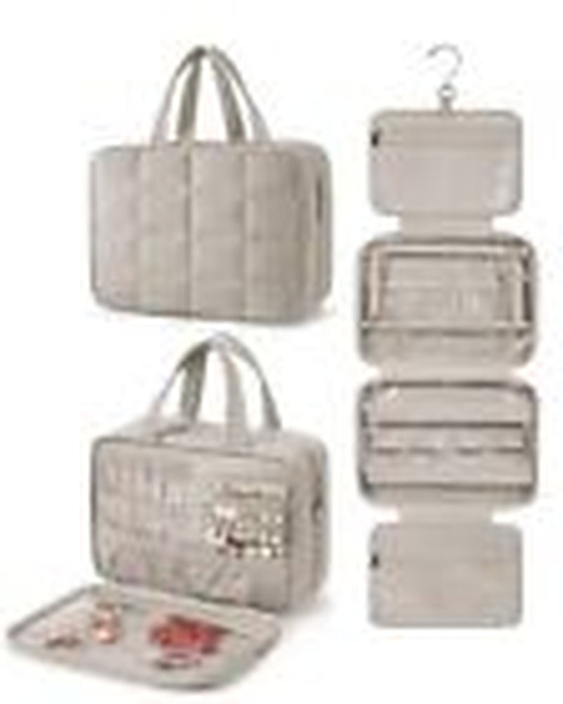 Travel Toiletry Bag with Jewelry Organizer, Hanging Travel Bag for Large Camel