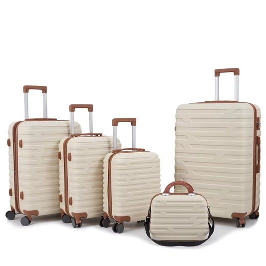 ABS Travel Luggage Suitcase Set with Wheels, Carry on Bags, Hardshell Luggage Bag, 5 Piece