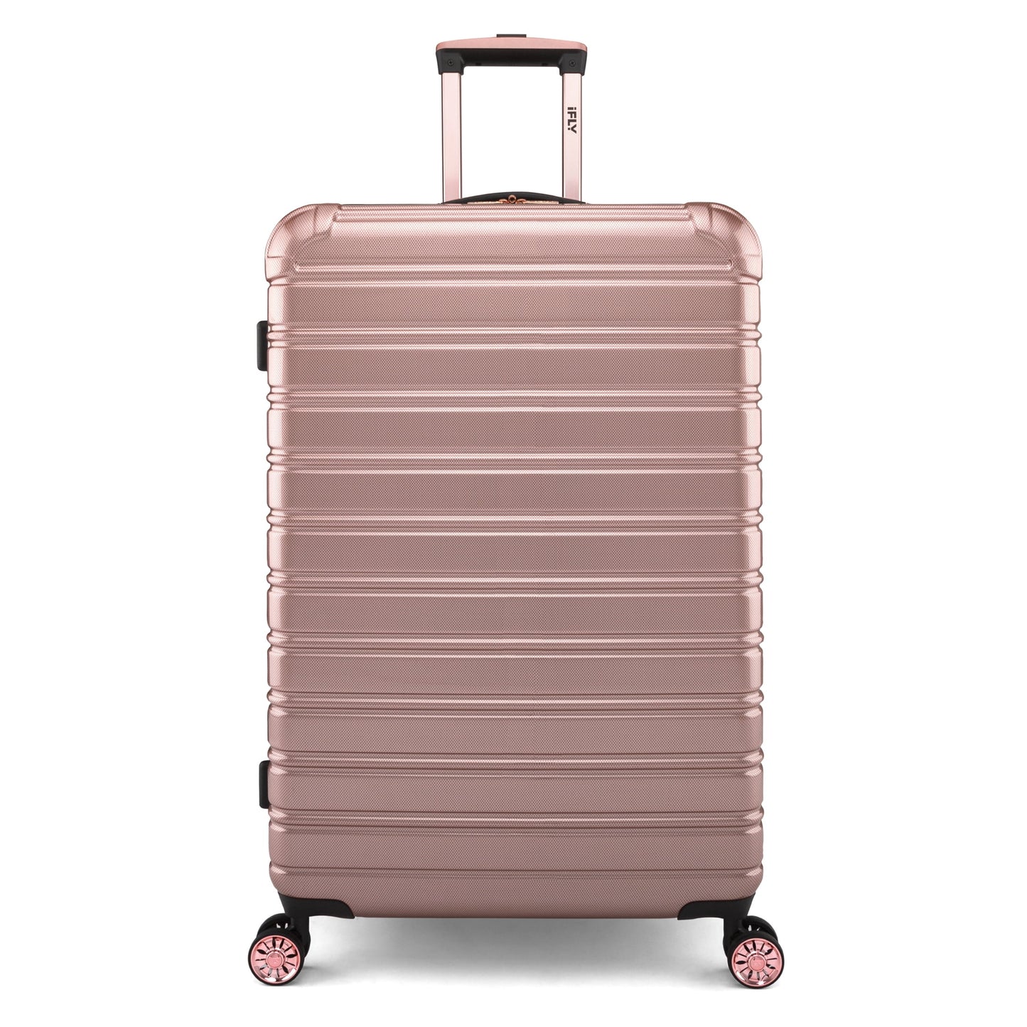 iFLY Hardside Fibertech Luggage 24" Checked Luggage, Rose Gold